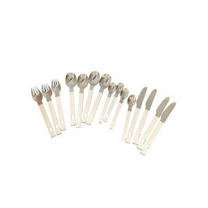 Vintage Avalon Stainless Steel & Plastic 17-Piece Flatware Set Made In Hong Kong